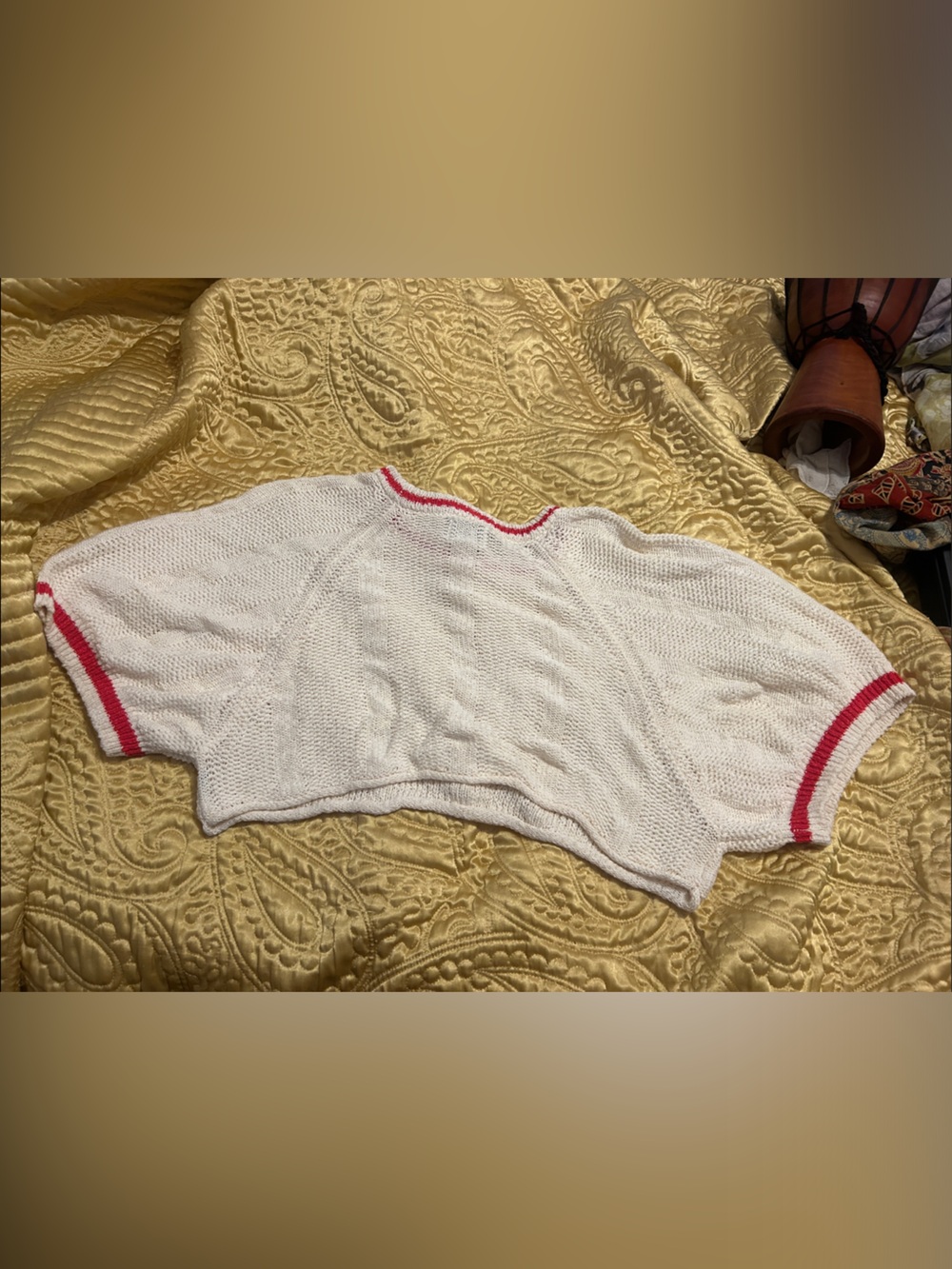 BDG White Knit Tank with Red Trim - Picture 3 of 5